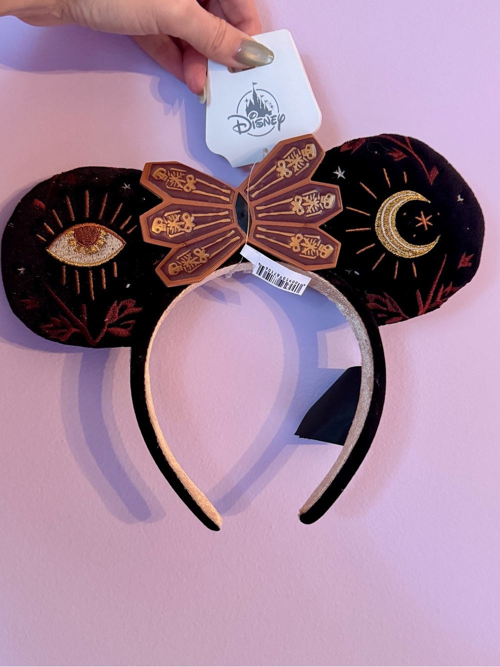 Disney Parks Hocus Pocus Minnie Ears Celestial Skeleton Key Bow Halloween NWT